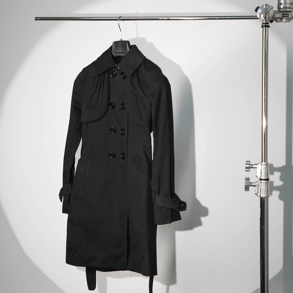 BCBGMAXAZRIA Black Trench Coat, Size XXS – Never Worn - Picture 3 of 7